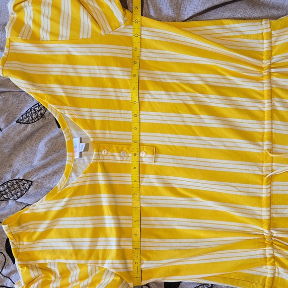 Lularoe Large Yellow Striped Short Sleeve Jumpsuit - Picture 4 of 6